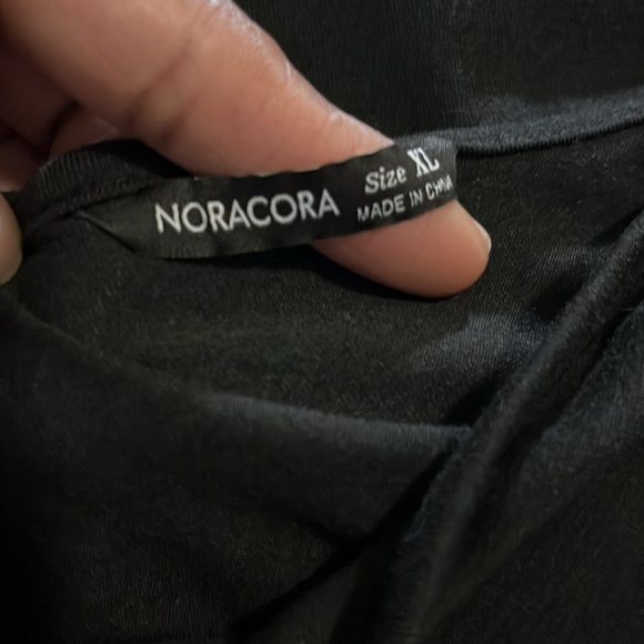 NORACORA BLACK OFF THE SHOULDER BLOUSE WITH SILVER SEQUIN ACCENT•SIZE: XL - Picture 3 of 5